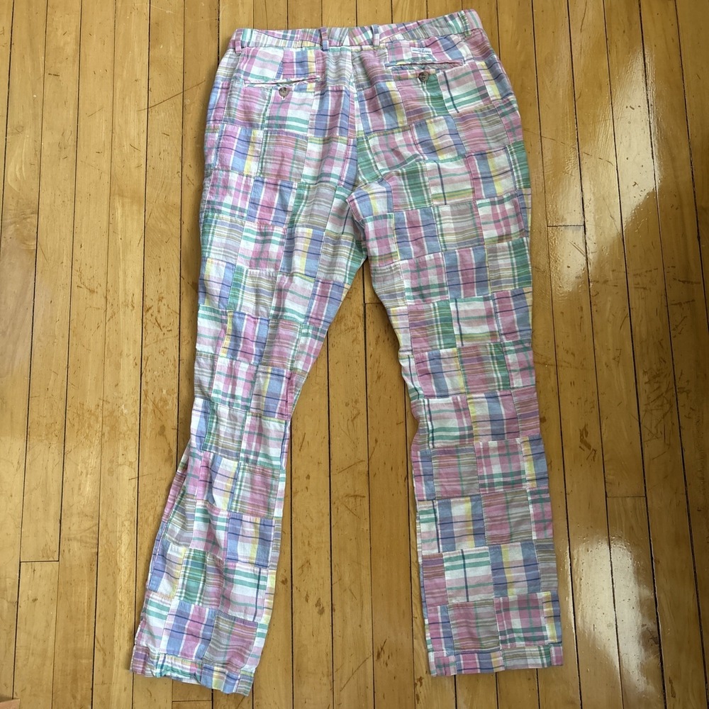 Vineyard Vines Breaker Pants Mens 33x31 Slim Fit Patchwork Plaid Preppy READ - Picture 13 of 14